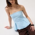 Pileli Straplez Bluz