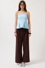 Pileli Straplez Bluz - Görsel 2