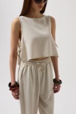 Yandan Bağlamalı Crop Bluz - Görsel 4