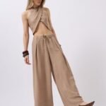 Düşük Bel Oversize Keten Pantolon