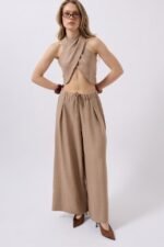 Düşük Bel Oversize Keten Pantolon - Görsel 2