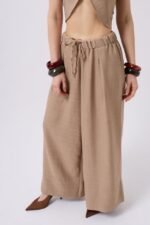 Düşük Bel Oversize Keten Pantolon - Görsel 4