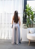 Keten Önü Çapraz Parçali Lasti̇kli̇ Ve Bağcikli Geni̇ş Paça Pantolon - Görsel 2