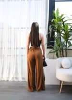 Keten Önü Çapraz Parçali Lasti̇kli̇ Ve Bağcikli Geni̇ş Paça Pantolon - Görsel 2