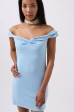 Büzgü Detay Omuz Askılı Mini Elbise - Görsel 3