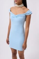 Büzgü Detay Omuz Askılı Mini Elbise - Görsel 4