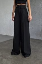 Üç Düğme Detayli Palazzo Pantolon - Görsel 3