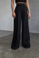 Üç Düğme Detayli Palazzo Pantolon - Görsel 4