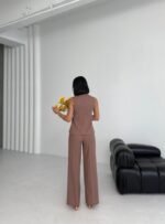 Ti̇na Asi̇metri̇k Keten Yelek Pantolon Takim - Görsel 2