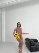 Ti̇na Asi̇metri̇k Keten Yelek Pantolon Takim - Görsel 4