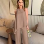 Asimetrik Bluz - Pantolon İkili Takım