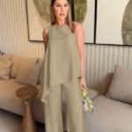 Asimetrik Bluz - Pantolon İkili Takım