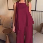 Asimetrik Bluz - Pantolon İkili Takım