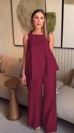 Asimetrik Bluz - Pantolon İkili Takım