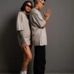 Erkek 24/1 Düz A Kalite Oversize T-shirt - Gri