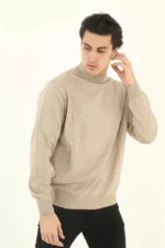 Erkek Yarım Balıkçı Yaka Triko Kazak - Bej - Görsel 2