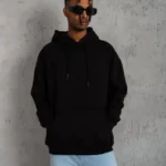 Erkek Düz Kapüşonlu Sweat - Siyah