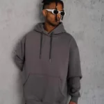 Erkek Düz Kapüşonlu Sweat - Gri