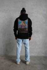 Erkek Patel Six Baskılı Kapüşonlu Sweat - Siyah - Görsel 3