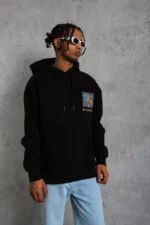 Erkek Patel Six Baskılı Kapüşonlu Sweat - Siyah - Görsel 4