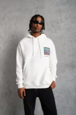 Erkek Patel Six Baskılı Kapüşonlu Sweat - Beyaz - Görsel 2