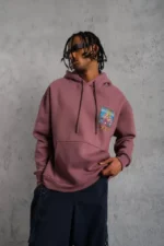 Erkek Patel Six Baskılı Kapüşonlu Sweat - Gül Kurusu - Görsel 4