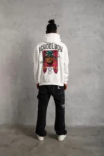 Erkek SCHOOL BOY Baskılı Kapüşonlu Sweat - Beyaz - Görsel 3