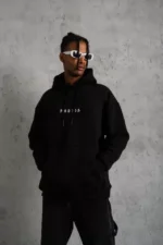 Erkek Astronot Baskılı Kapüşonlu Sweat - Siyah - Görsel 2