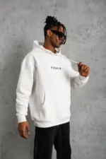 Erkek Astronot Baskılı Kapüşonlu Sweat - Beyaz - Görsel 3