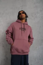 Erkek Paradise Baskılı Kapüşonlu Sweat - Gül Kurusu - Görsel 3