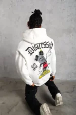 Erkek Üç İplik Baskılı Kapüşonlu  Sweat - Beyaz - Görsel 4