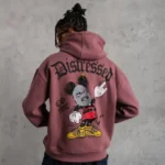 Erkek Üç İplik Baskılı Kapüşonlu Sweat - Gül Kurusu