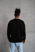 Erkek Düz Bisiklet Yaka Sweat - Siyah - Görsel 2