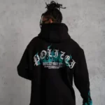 Erkek Üç İplik İçi Pamuklu Alev Baskılı Kapüşonlu Sweatshirt - Siyah