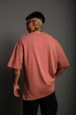 Erkek 24/1 Düz A Kalite Oversize T-shirt - Gül Kurusu - Görsel 2