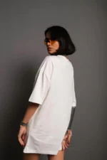 24/1 Düz A Kalite Oversize T-shirt - Beyaz - Görsel 3