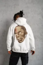 Erkek Kordonlu Arka Maske Kordon Saçlı Kapüşonlu - Beyaz - Görsel 2