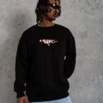 Erkek 3 İplik Gangster Baskılı Sweatshirt - Siyah