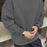 Erkek Düz Bisiklet Yaka Sweat - Füme