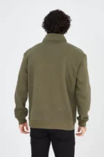 Erkek Yarım Fermuarlı Baskılı Sweat - Yeşil - Görsel 3