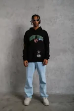 Erkek Baskılı Kapüşonlu Sweatshirt - Siyah - Görsel 4