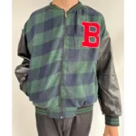 Erkek Pötikare Desen Nakışlı Kolej Ceket - Haki