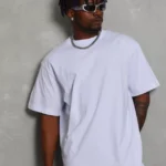 Unisex Oversize Düz Bisiklet Yaka T-Shirt - Beyaz