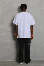 Unisex Oversize Düz Bisiklet Yaka T-Shirt - Beyaz - Görsel 2