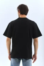 Unisex Oversize Düz Bisiklet Yaka T-Shirt - Siyah - Görsel 2