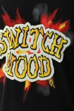 Unisex Oversize Baskılı Bisiklet Yaka T-Shirt - Siyah - Görsel 4