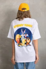 Unisex Baskılı Oversize T-Shirt - Beyaz - Görsel 4