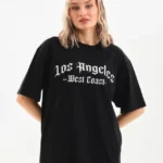 Unisex Baskılı Oversize T-Shirt - Siyah