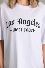 Unisex Baskılı Oversize T-Shirt - Beyaz - Görsel 3