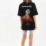 Unisex Baskılı Oversize T-Shirt - Siyah